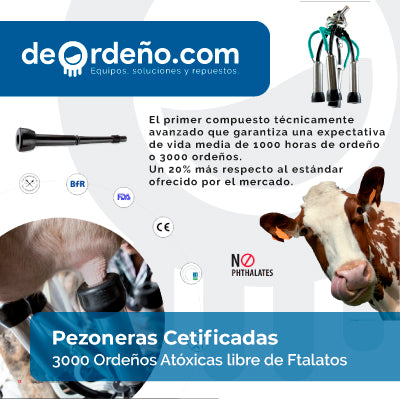 Pezoneras de ordeño certificadas libres de ftalatos — foto real