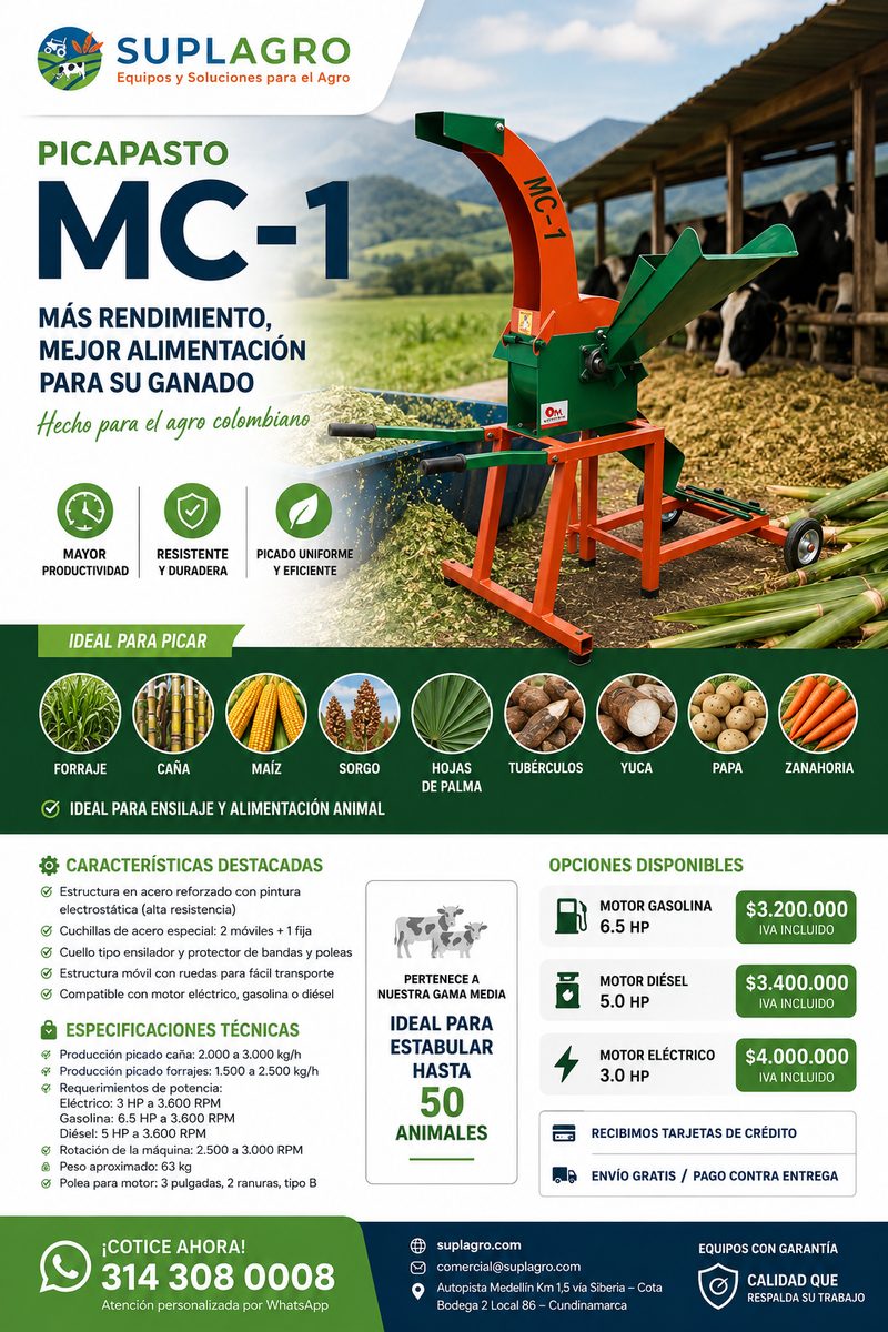 Picapasto MC-1 para fincas medianas de hasta 50 animales