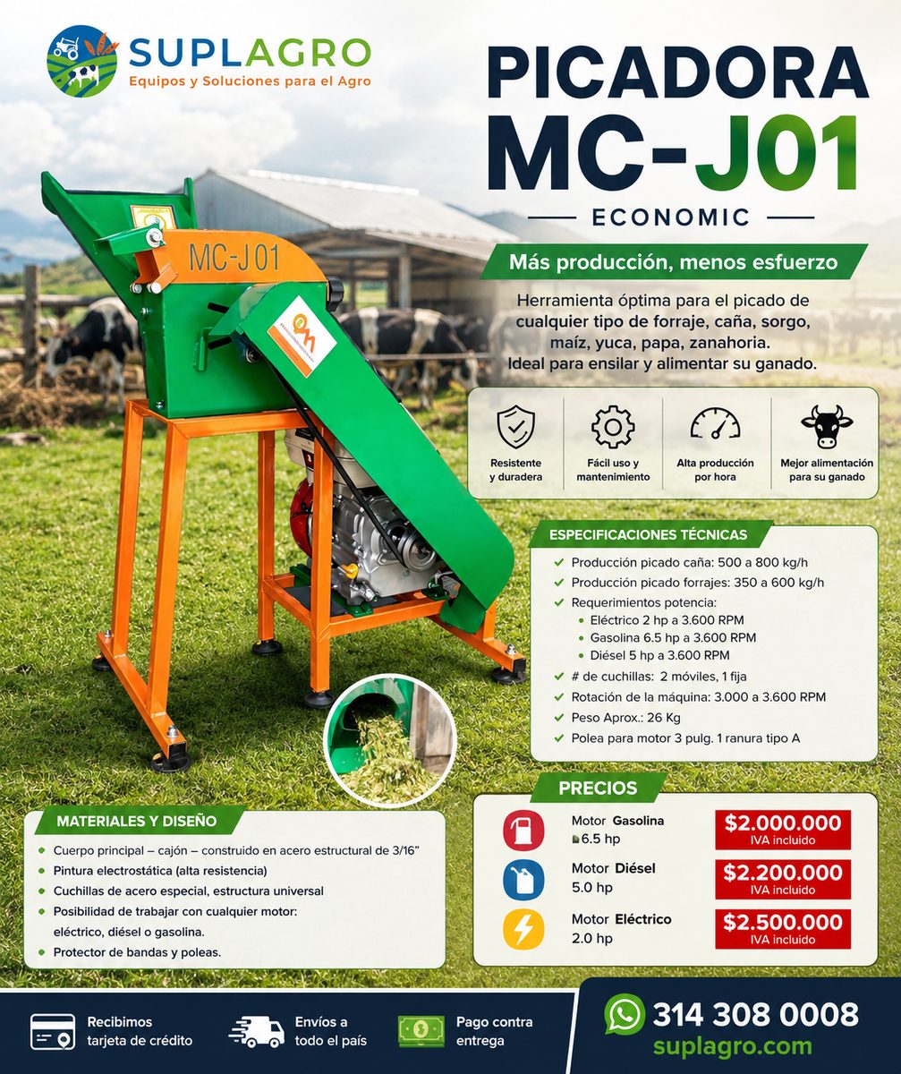 Picapasto MC-J01 trabajando en una finca colombiana
