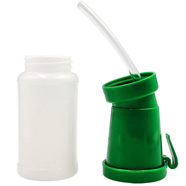 Vaso sellador de pezones desarmado: frasco, copa y tubo — foto real
