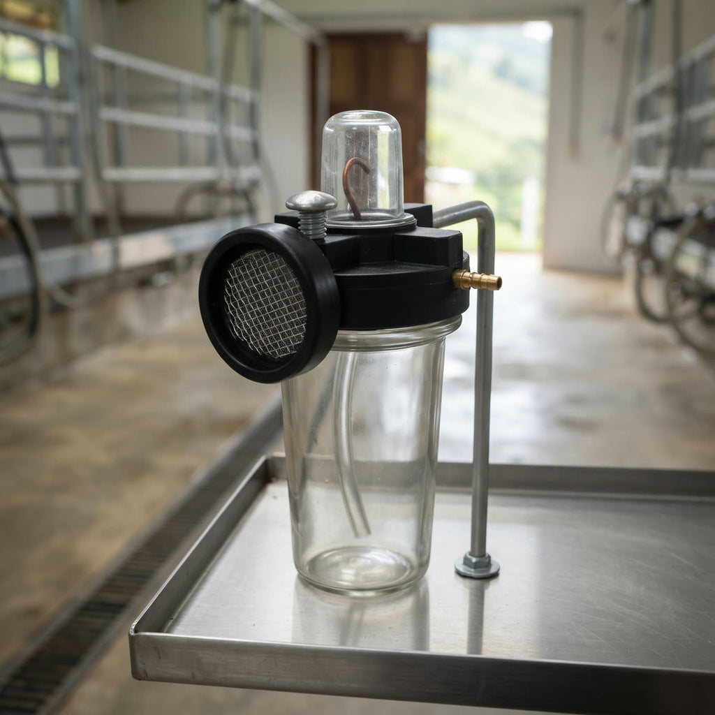 Aceitera de mecha para bomba de vacío en una sala de ordeño