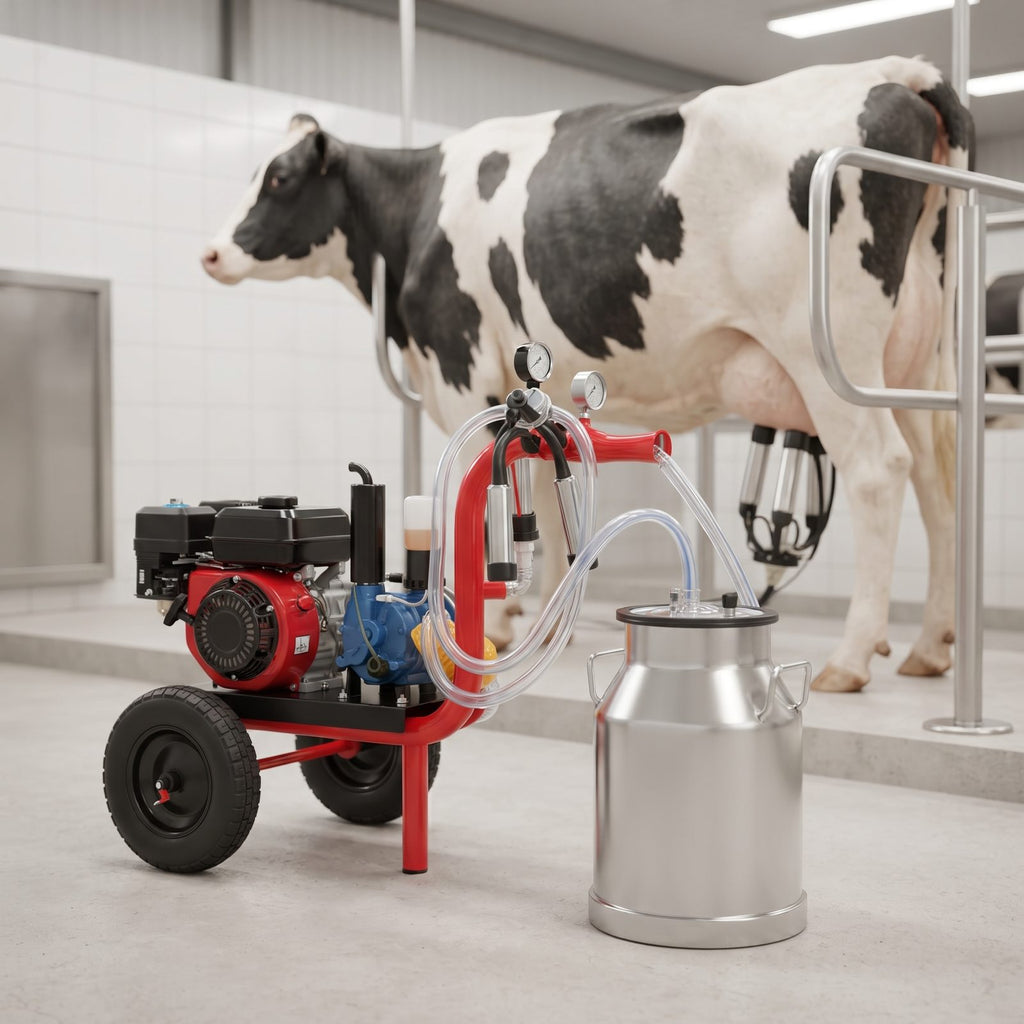 Ecomilk Pro ordeñando una vaca con circuito cerrado a la cantina