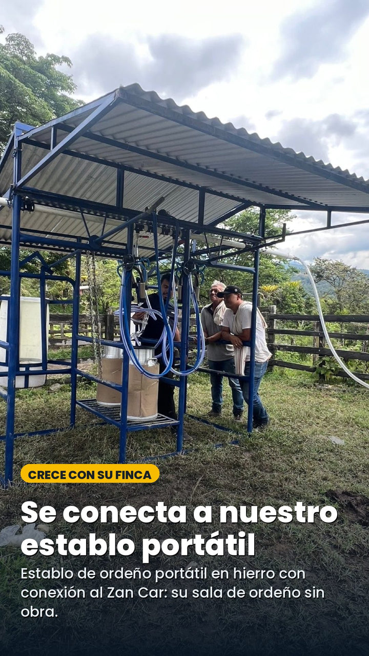 Crece con su finca: el Zan Car se conecta a nuestro establo de ordeño portátil en hierro