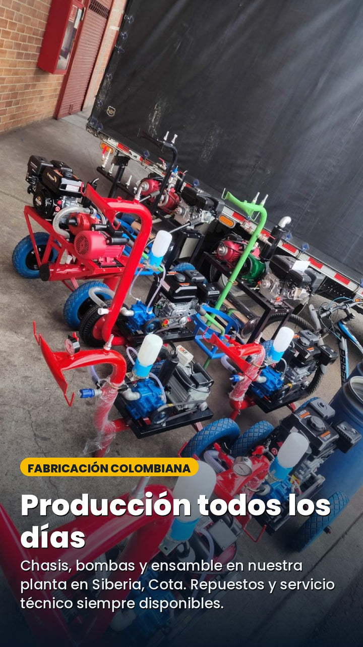 Fabricación colombiana: producción todos los días. Chasis, bombas y ensamble en nuestra planta en Siberia, Cota
