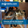 Unidad de ordeño con colector adaptable a DeLaval HC 150 en acero inoxidable y tapa de polisulfona