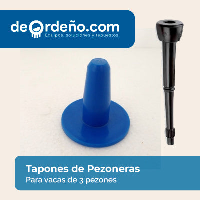 Tapones de pezoneras para equipos de ordeño, azul y negro