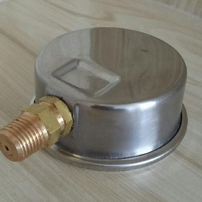 Vacuómetro en acero inoxidable con conexión roscada de 1/4 de pulgada — foto real