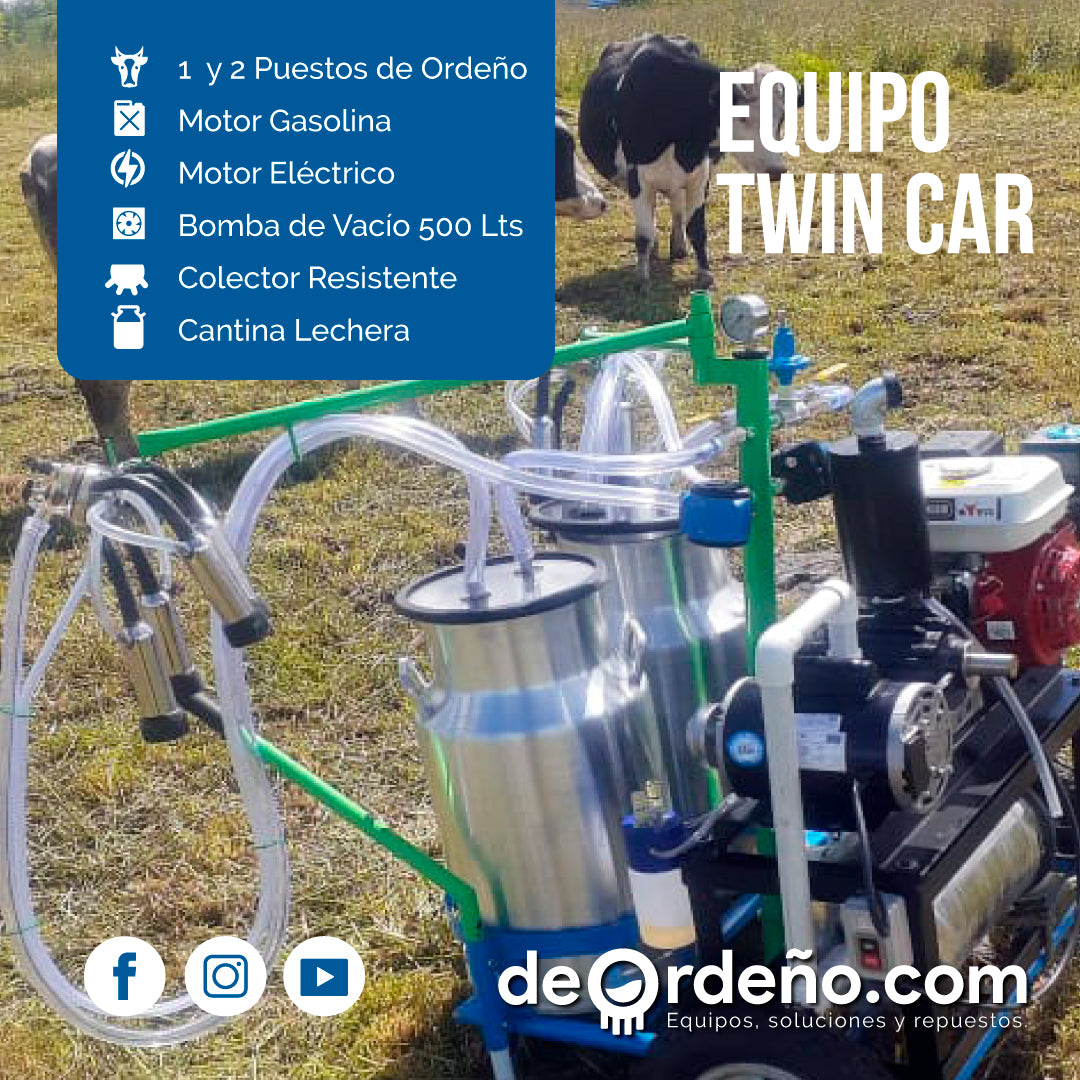 Equipo de Ordeño Twin Car 🐄 - 1 y 2 puestos Linea Premium + OBSEQUIOS + PAGUE AL RECIBIR 🚚