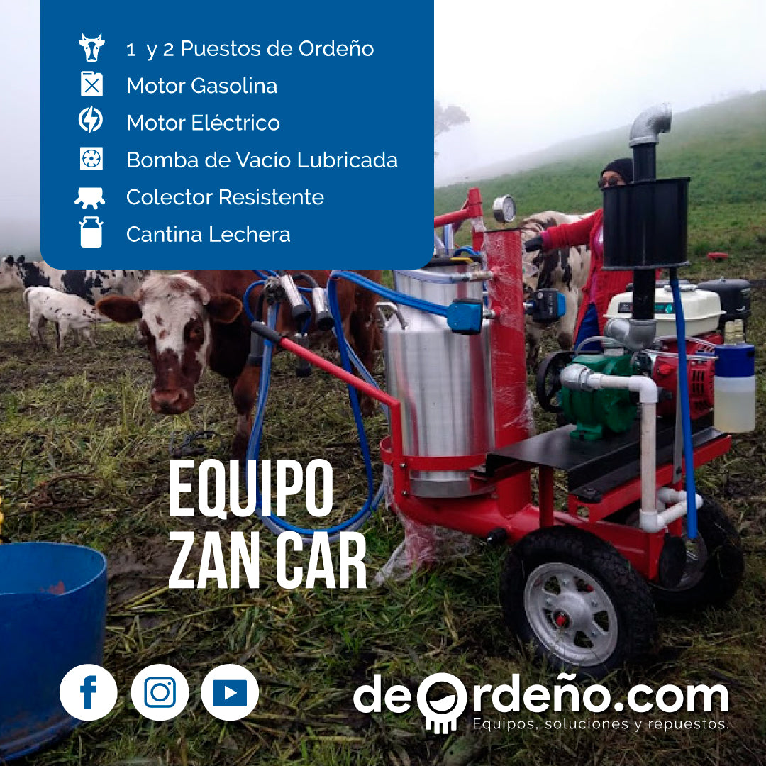 Equipo de Ordeño Zan Car 🐄 - 1 y 2 puestos  + OBSEQUIO + PAGUE AL RECIBIR 🚚